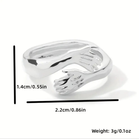 New Hugging Hands Ring Wrap Style Adjustable Embrace - Picture 3 of 5
